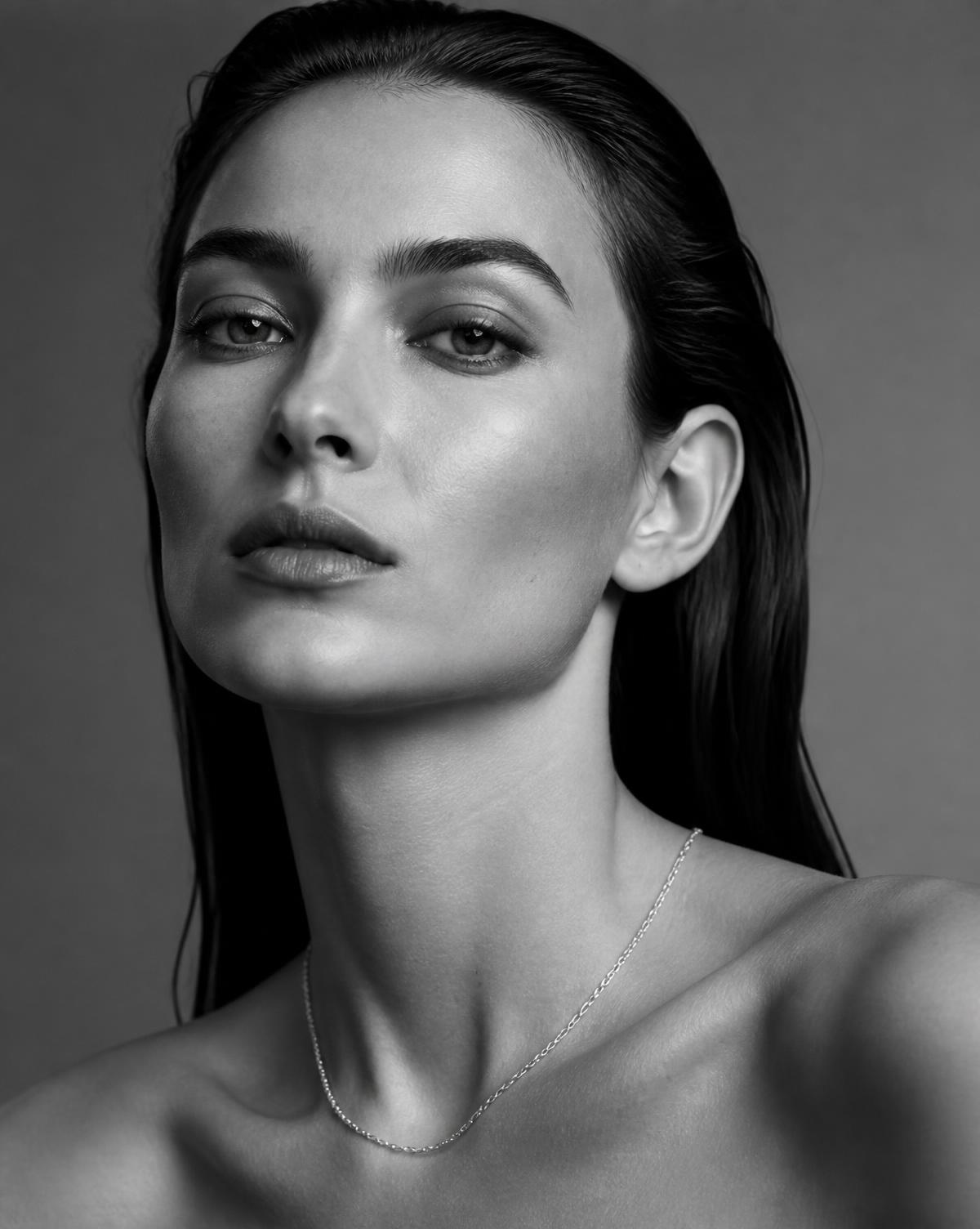 Editorial black and white fashion portrait